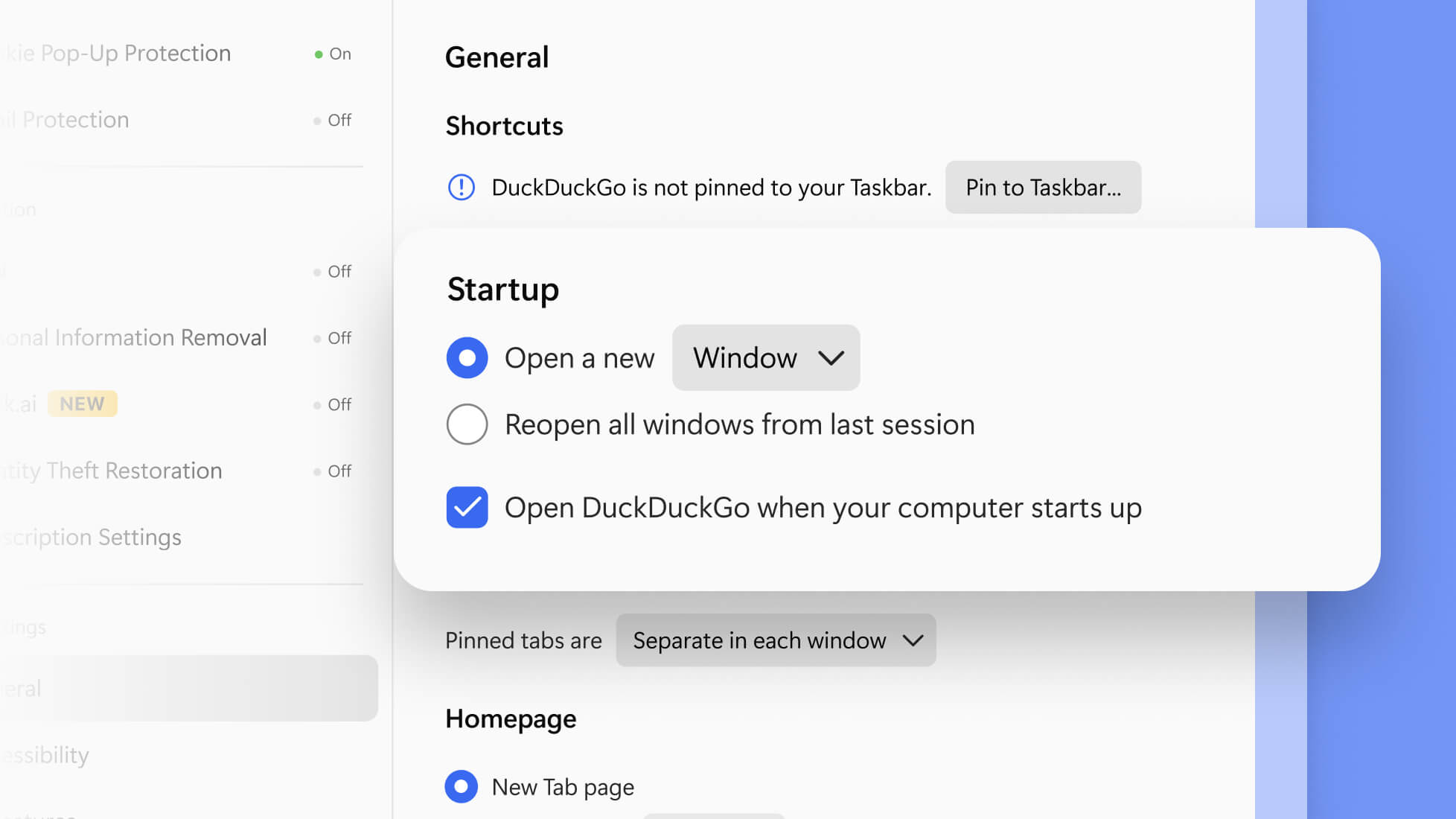 New Setting: Launch DuckDuckGo at Startup